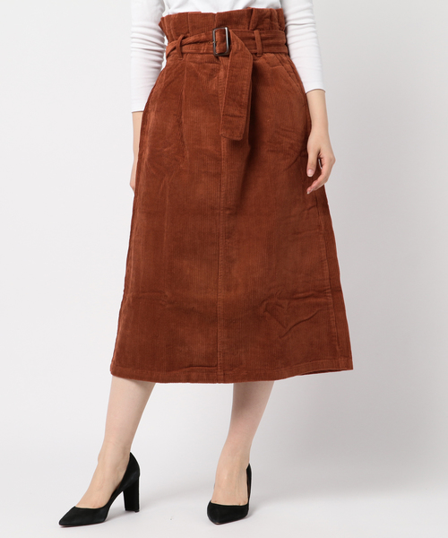 STYLEBLOCK（スタイルブロック）の「コーデュロイウエストマークハイウエストミモレ丈スカート（スカート・レディース・ブラック/カーキ/ピンク/キャメル/オレンジ/グレー/ベージュ・M）」の7枚目の写真