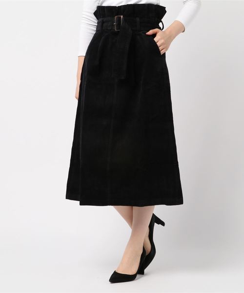 STYLEBLOCK（スタイルブロック）の「コーデュロイウエストマークハイウエストミモレ丈スカート（スカート・レディース・ブラック/カーキ/ピンク/キャメル/オレンジ/グレー/ベージュ・M）」の2枚目の写真