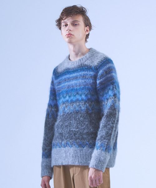 ABAHOUSE(アバハウス)の「モヘアフェアアイルモックネック(ニット/セーター・メンズ・ブラック系その他/グレー系その他・46/48)」の7枚目の写真