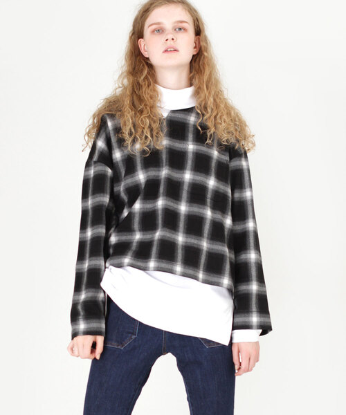 【セール】B2453 チェックBIGプルオーバーシャツ(シャツ/ブラウス)|RNA(アールエヌエー)