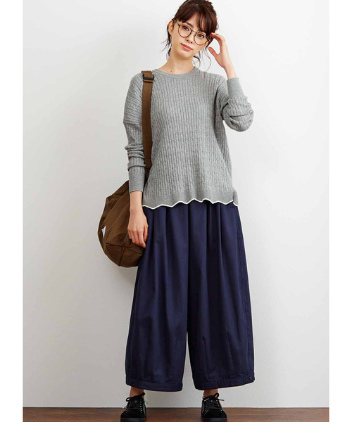 Live in comfort（リブインコンフォート）の「リブ　イン　コンフォート　ゆったりラインで着こなしやすい　総柄ケーブル編みシルク混ニット（ニット/セーター・レディース・ピンク/グレー/ネイビー・XX-LARGE/X-LARGE/SMALL/LARGE/MEDIUM）」の6枚目の写真