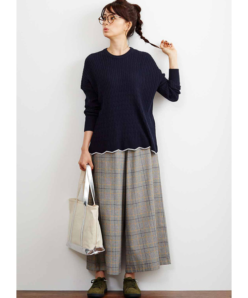 Live in comfort（リブインコンフォート）の「リブ　イン　コンフォート　ゆったりラインで着こなしやすい　総柄ケーブル編みシルク混ニット（ニット/セーター・レディース・ピンク/グレー/ネイビー・XX-LARGE/X-LARGE/SMALL/LARGE/MEDIUM）」の8枚目の写真