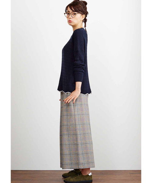 Live in comfort（リブインコンフォート）の「リブ　イン　コンフォート　ゆったりラインで着こなしやすい　総柄ケーブル編みシルク混ニット（ニット/セーター・レディース・ピンク/グレー/ネイビー・XX-LARGE/X-LARGE/SMALL/LARGE/MEDIUM）」の9枚目の写真