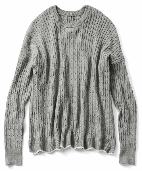 Live in comfort（リブインコンフォート）の「リブ　イン　コンフォート　ゆったりラインで着こなしやすい　総柄ケーブル編みシルク混ニット（ニット/セーター・レディース・ピンク/グレー/ネイビー・XX-LARGE/X-LARGE/SMALL/LARGE/MEDIUM）」の10枚目の写真