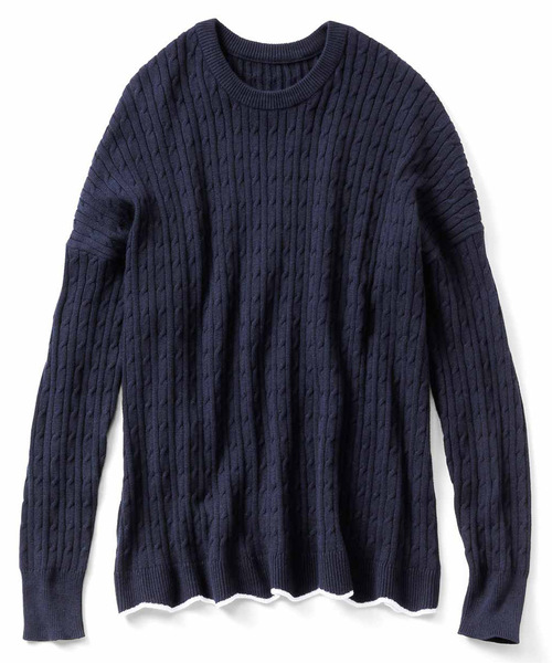 Live in comfort（リブインコンフォート）の「リブ　イン　コンフォート　ゆったりラインで着こなしやすい　総柄ケーブル編みシルク混ニット（ニット/セーター・レディース・ピンク/グレー/ネイビー・XX-LARGE/X-LARGE/SMALL/LARGE/MEDIUM）」の11枚目の写真