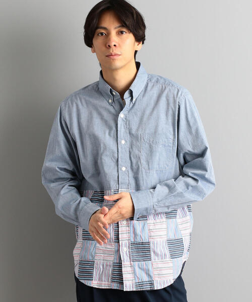 green label relaxing（グリーンレーベルリラクシング）の「SC ヘムパッチワーク ボタンダウン LS シャツ（シャツ/ブラウス・メンズ・ネイビー/ブラック・L/M/S）」の2枚目の写真