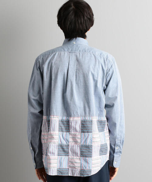 green label relaxing（グリーンレーベルリラクシング）の「SC ヘムパッチワーク ボタンダウン LS シャツ（シャツ/ブラウス・メンズ・ネイビー/ブラック・L/M/S）」の4枚目の写真