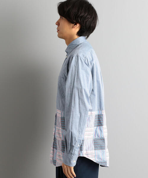 green label relaxing（グリーンレーベルリラクシング）の「SC ヘムパッチワーク ボタンダウン LS シャツ（シャツ/ブラウス・メンズ・ネイビー/ブラック・L/M/S）」の6枚目の写真