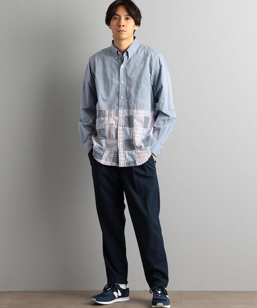 green label relaxing（グリーンレーベルリラクシング）の「SC ヘムパッチワーク ボタンダウン LS シャツ（シャツ/ブラウス・メンズ・ネイビー/ブラック・L/M/S）」の7枚目の写真