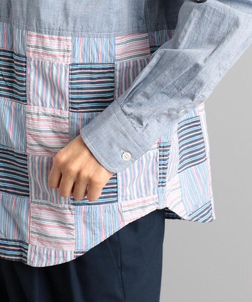 green label relaxing（グリーンレーベルリラクシング）の「SC ヘムパッチワーク ボタンダウン LS シャツ（シャツ/ブラウス・メンズ・ネイビー/ブラック・L/M/S）」の11枚目の写真