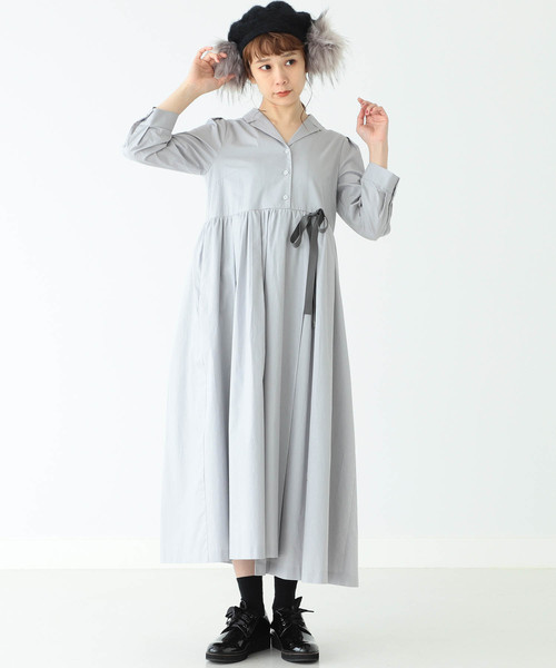 CAROLINA GLASER（カロリナ グレイサー）の「CAROLINA GLASER / 開襟シャツ ワンピース（ワンピース・レディース・ライトグレー・ONE SIZE）」の9枚目の写真