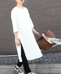 coca（coca） | サイドスリットロング丈コットンカットソー(Tシャツ/カットソー)