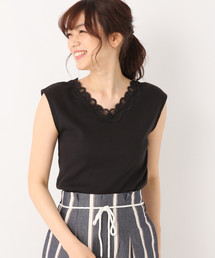 GLOBAL WORK | BEAUTEEレースVフレンチT/824919(Tシャツ/カットソー)