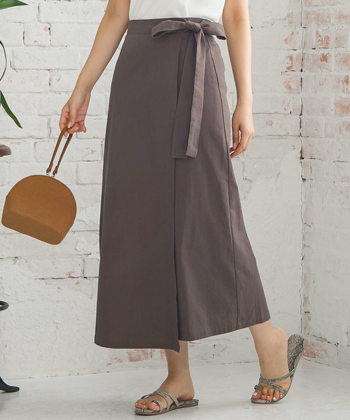 KOBE LETTUCE（コウベレタス）の「コットンラップ風ロング丈スカート（スカート・レディース・ベージュ系その他/ダークオレンジ/ブラウン系その他・FREE）」の2枚目の写真