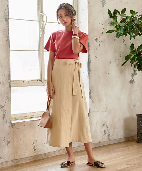 KOBE LETTUCE（コウベレタス）の「コットンラップ風ロング丈スカート（スカート・レディース・ベージュ系その他/ダークオレンジ/ブラウン系その他・FREE）」の10枚目の写真
