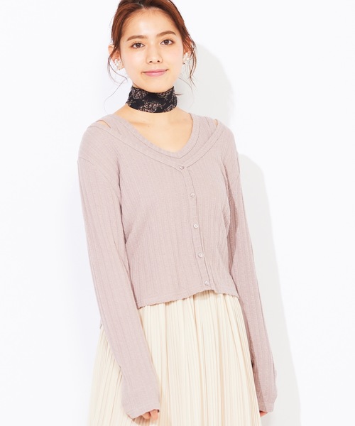 WEGO（ウィゴー）の「WEGO/【2点セット】タンクセットカーディガン（カーディガン/ボレロ・レディース・パープル/ブラウン/アイボリー・FREE）」の3枚目の写真