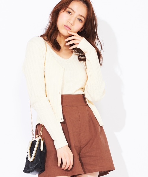 WEGO（ウィゴー）の「WEGO/【2点セット】タンクセットカーディガン（カーディガン/ボレロ・レディース・パープル/ブラウン/アイボリー・FREE）」の2枚目の写真