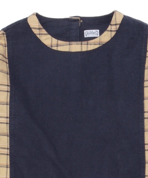 BEAMS BOY(ビームスボーイ)の「BEAMS BOY / ソリッド チェック 切替ワンピース(ワンピース・レディース・ベージュ/ネイビー・ONE SIZE)」の13枚目の写真