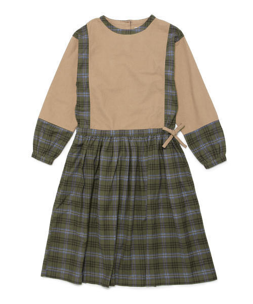 BEAMS BOY(ビームスボーイ)の「BEAMS BOY / ソリッド チェック 切替ワンピース(ワンピース・レディース・ベージュ/ネイビー・ONE SIZE)」の7枚目の写真
