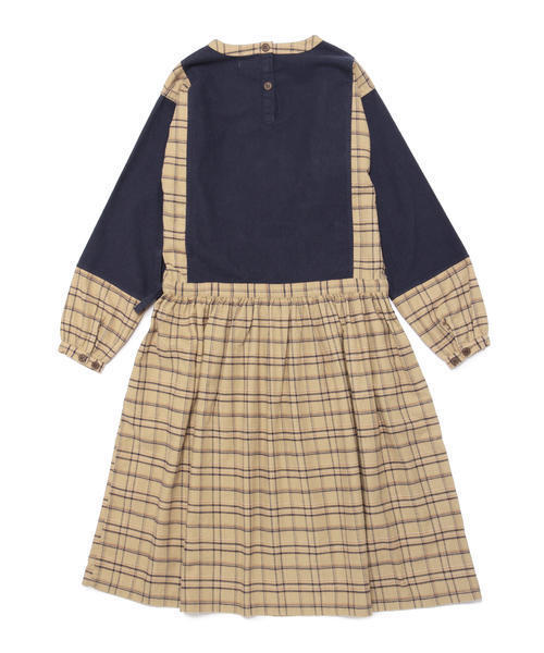 BEAMS BOY(ビームスボーイ)の「BEAMS BOY / ソリッド チェック 切替ワンピース(ワンピース・レディース・ベージュ/ネイビー・ONE SIZE)」の5枚目の写真