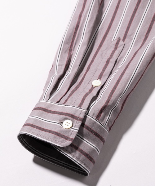 MR.OLIVE(ミスターオリーブ)の「レジメンタル ストライプコットン / スタンドカラー スキッパーシャツ(シャツ/ブラウス・メンズ・ネイビー/グレー・SMALL/MEDIUM/LARGE)」の7枚目の写真