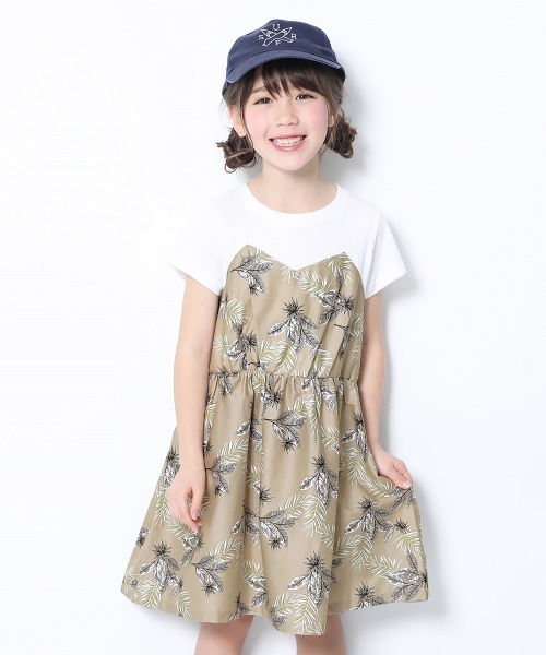 devirock（デビロック）の「ビスチェ風ドッキング半袖ワンピース（ワンピース・キッズ・ベージュ/パープル系その他/ブラック系その他2/ブラック系その他/イエロー/ブルーグレー/ブルー/グリーン系その他/ラベンダー/ネイビー/サックスブルー・130cm/160cm/100cm/140cm/120cm/150cm/110cm）」の4枚目の写真