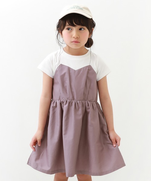 devirock（デビロック）の「ビスチェ風ドッキング半袖ワンピース（ワンピース・キッズ・ベージュ/パープル系その他/ブラック系その他2/ブラック系その他/イエロー/ブルーグレー/ブルー/グリーン系その他/ラベンダー/ネイビー/サックスブルー・130cm/160cm/100cm/140cm/120cm/150cm/110cm）」の10枚目の写真