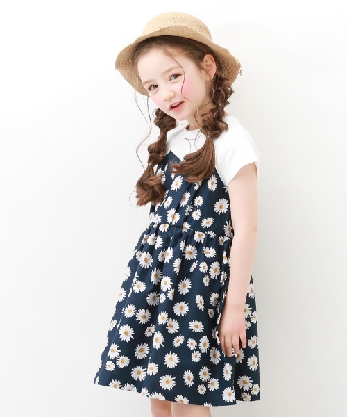 devirock（デビロック）の「ビスチェ風ドッキング半袖ワンピース（ワンピース・キッズ・ベージュ/パープル系その他/ブラック系その他2/ブラック系その他/イエロー/ブルーグレー/ブルー/グリーン系その他/ラベンダー/ネイビー/サックスブルー・130cm/160cm/100cm/140cm/120cm/150cm/110cm）」の6枚目の写真