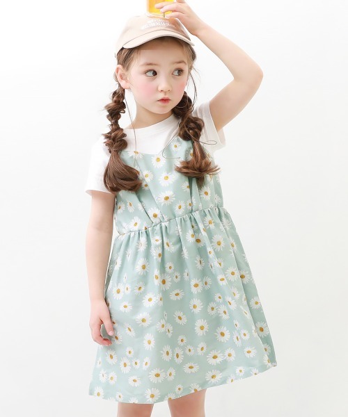 devirock（デビロック）の「ビスチェ風ドッキング半袖ワンピース（ワンピース・キッズ・ベージュ/パープル系その他/ブラック系その他2/ブラック系その他/イエロー/ブルーグレー/ブルー/グリーン系その他/ラベンダー/ネイビー/サックスブルー・130cm/160cm/100cm/140cm/120cm/150cm/110cm）」の7枚目の写真