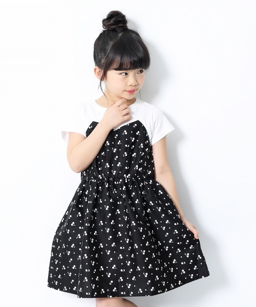 devirock（デビロック）の「ビスチェ風ドッキング半袖ワンピース（ワンピース・キッズ・ベージュ/パープル系その他/ブラック系その他2/ブラック系その他/イエロー/ブルーグレー/ブルー/グリーン系その他/ラベンダー/ネイビー/サックスブルー・130cm/160cm/100cm/140cm/120cm/150cm/110cm）」の3枚目の写真