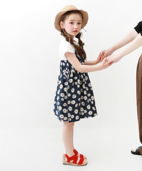 devirock（デビロック）の「ビスチェ風ドッキング半袖ワンピース（ワンピース・キッズ・ベージュ/パープル系その他/ブラック系その他2/ブラック系その他/イエロー/ブルーグレー/ブルー/グリーン系その他/ラベンダー/ネイビー/サックスブルー・130cm/160cm/100cm/140cm/120cm/150cm/110cm）」の15枚目の写真