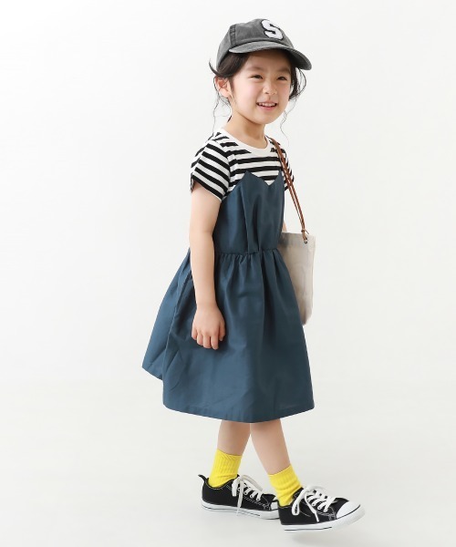 devirock（デビロック）の「ビスチェ風ドッキング半袖ワンピース（ワンピース・キッズ・ベージュ/パープル系その他/ブラック系その他2/ブラック系その他/イエロー/ブルーグレー/ブルー/グリーン系その他/ラベンダー/ネイビー/サックスブルー・130cm/160cm/100cm/140cm/120cm/150cm/110cm）」の18枚目の写真