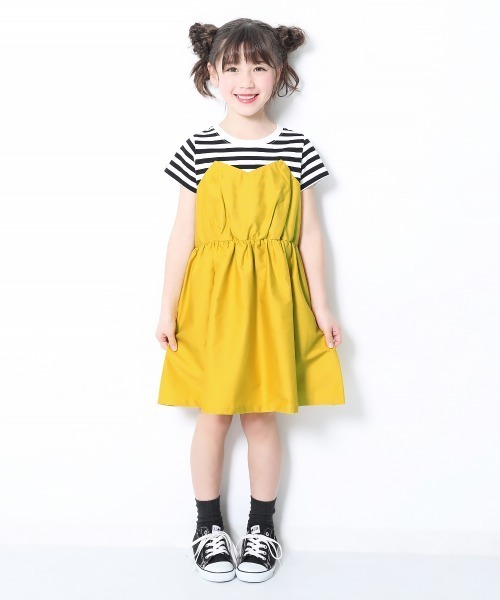 devirock（デビロック）の「ビスチェ風ドッキング半袖ワンピース（ワンピース・キッズ・ベージュ/パープル系その他/ブラック系その他2/ブラック系その他/イエロー/ブルーグレー/ブルー/グリーン系その他/ラベンダー/ネイビー/サックスブルー・130cm/160cm/100cm/140cm/120cm/150cm/110cm）」の22枚目の写真