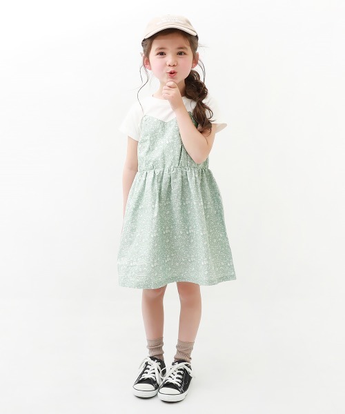 devirock（デビロック）の「ビスチェ風ドッキング半袖ワンピース（ワンピース・キッズ・ベージュ/パープル系その他/ブラック系その他2/ブラック系その他/イエロー/ブルーグレー/ブルー/グリーン系その他/ラベンダー/ネイビー/サックスブルー・130cm/160cm/100cm/140cm/120cm/150cm/110cm）」の16枚目の写真