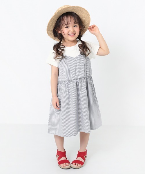 devirock（デビロック）の「ビスチェ風ドッキング半袖ワンピース（ワンピース・キッズ・ベージュ/パープル系その他/ブラック系その他2/ブラック系その他/イエロー/ブルーグレー/ブルー/グリーン系その他/ラベンダー/ネイビー/サックスブルー・130cm/160cm/100cm/140cm/120cm/150cm/110cm）」の13枚目の写真