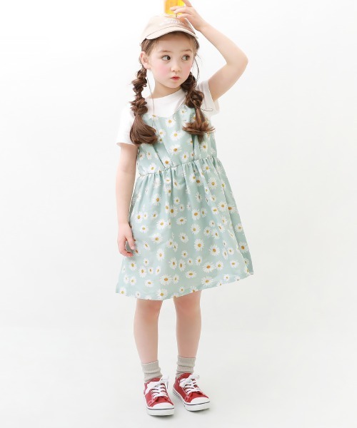 devirock（デビロック）の「ビスチェ風ドッキング半袖ワンピース（ワンピース・キッズ・ベージュ/パープル系その他/ブラック系その他2/ブラック系その他/イエロー/ブルーグレー/ブルー/グリーン系その他/ラベンダー/ネイビー/サックスブルー・130cm/160cm/100cm/140cm/120cm/150cm/110cm）」の14枚目の写真