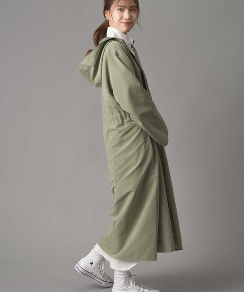marle（マルレ）の「マイクロピーチクロス　ウエストシャーリングフードコート（その他アウター・レディース・ベージュ/カーキ・FREE）」の7枚目の写真