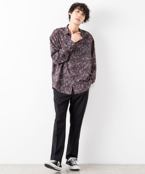 WEGO（ウィゴー）の「WEGO/ペイズリービッグシルエットシャツ（シャツ/ブラウス・メンズ・ブラック/ブラック系その他・LARGE/MEDIUM）」の5枚目の写真