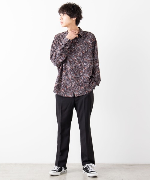 WEGO（ウィゴー）の「WEGO/ペイズリービッグシルエットシャツ（シャツ/ブラウス・メンズ・ブラック/ブラック系その他・LARGE/MEDIUM）」の8枚目の写真