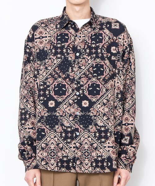 WEGO（ウィゴー）の「WEGO/ペイズリービッグシルエットシャツ（シャツ/ブラウス・メンズ・ブラック/ブラック系その他・LARGE/MEDIUM）」の9枚目の写真