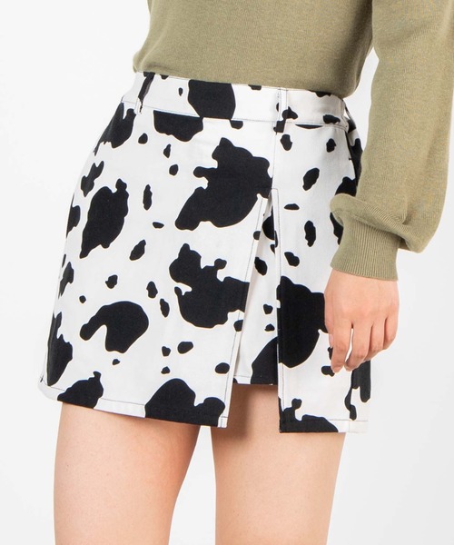 WEGO（ウィゴー）の「WEGO/【セットアップ対応商品】パターンアシンメトリーラップスカパン（スカート・レディース・ブラック/アニマル/ブラック系その他2・FREE）」の3枚目の写真