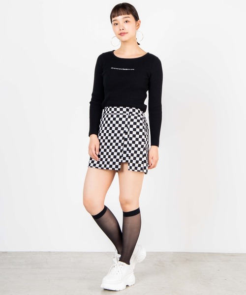 WEGO（ウィゴー）の「WEGO/【セットアップ対応商品】パターンアシンメトリーラップスカパン（スカート・レディース・ブラック/アニマル/ブラック系その他2・FREE）」の7枚目の写真