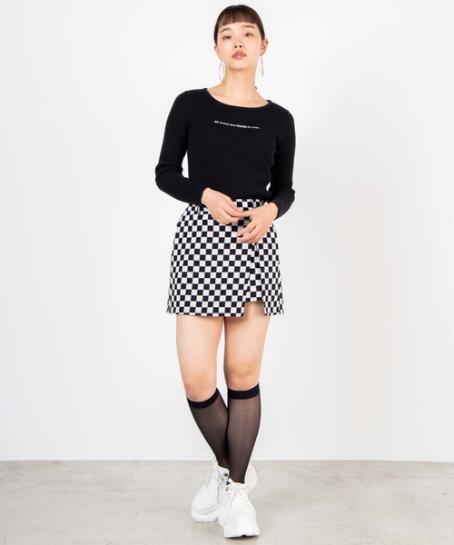 WEGO（ウィゴー）の「WEGO/【セットアップ対応商品】パターンアシンメトリーラップスカパン（スカート・レディース・ブラック/アニマル/ブラック系その他2・FREE）」の6枚目の写真