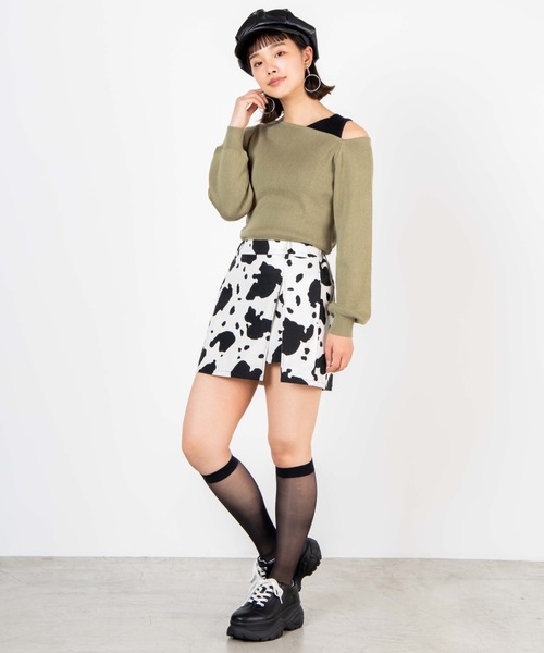 WEGO（ウィゴー）の「WEGO/【セットアップ対応商品】パターンアシンメトリーラップスカパン（スカート・レディース・ブラック/アニマル/ブラック系その他2・FREE）」の19枚目の写真