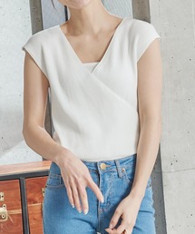 ウエストリボンカシュクールニット