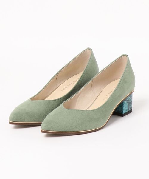 NEUE THE MARKET(ノイエザマーケット)の「ポインテッドトゥチャンキーヒールパンプス/91402【日本製】(パンプス・レディース・ブルー/ピンク/ブラック/ダークベージュ/グリーン・24.5cm/24cm/23.5cm/22.5cm/23cm)」の4枚目の写真