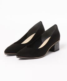 ポインテッドトゥチャンキーヒールパンプス/91402【日本製】
