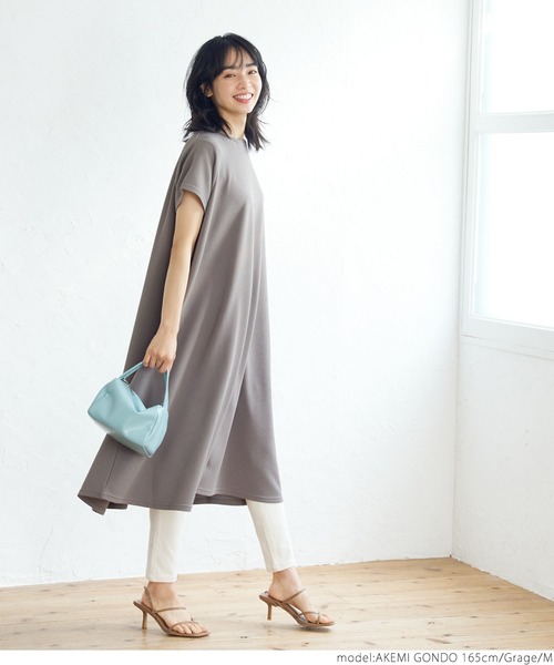 coca（coca）（コカ）の「＼新色登場／エンボス加工半袖ワンピース（ワンピース・レディース・ホワイト/ブラック/ダークベージュ/ネイビー・ONE SIZE/M/L）」の19枚目の写真