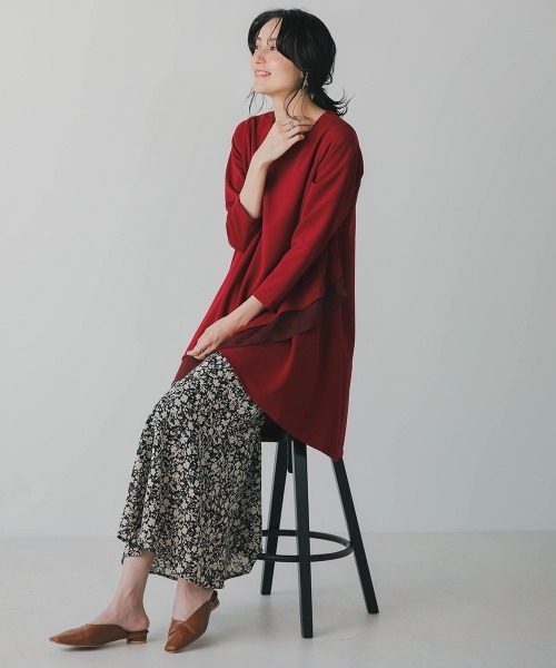 Bou Jeloud（ブージュルード）の「着やせレイヤードヘムチュニック（チュニック・レディース・ブラック/カーキ/ボルドー/キャメル・FREE）」の15枚目の写真