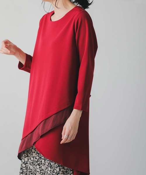 Bou Jeloud（ブージュルード）の「着やせレイヤードヘムチュニック（チュニック・レディース・ブラック/カーキ/ボルドー/キャメル・FREE）」の16枚目の写真